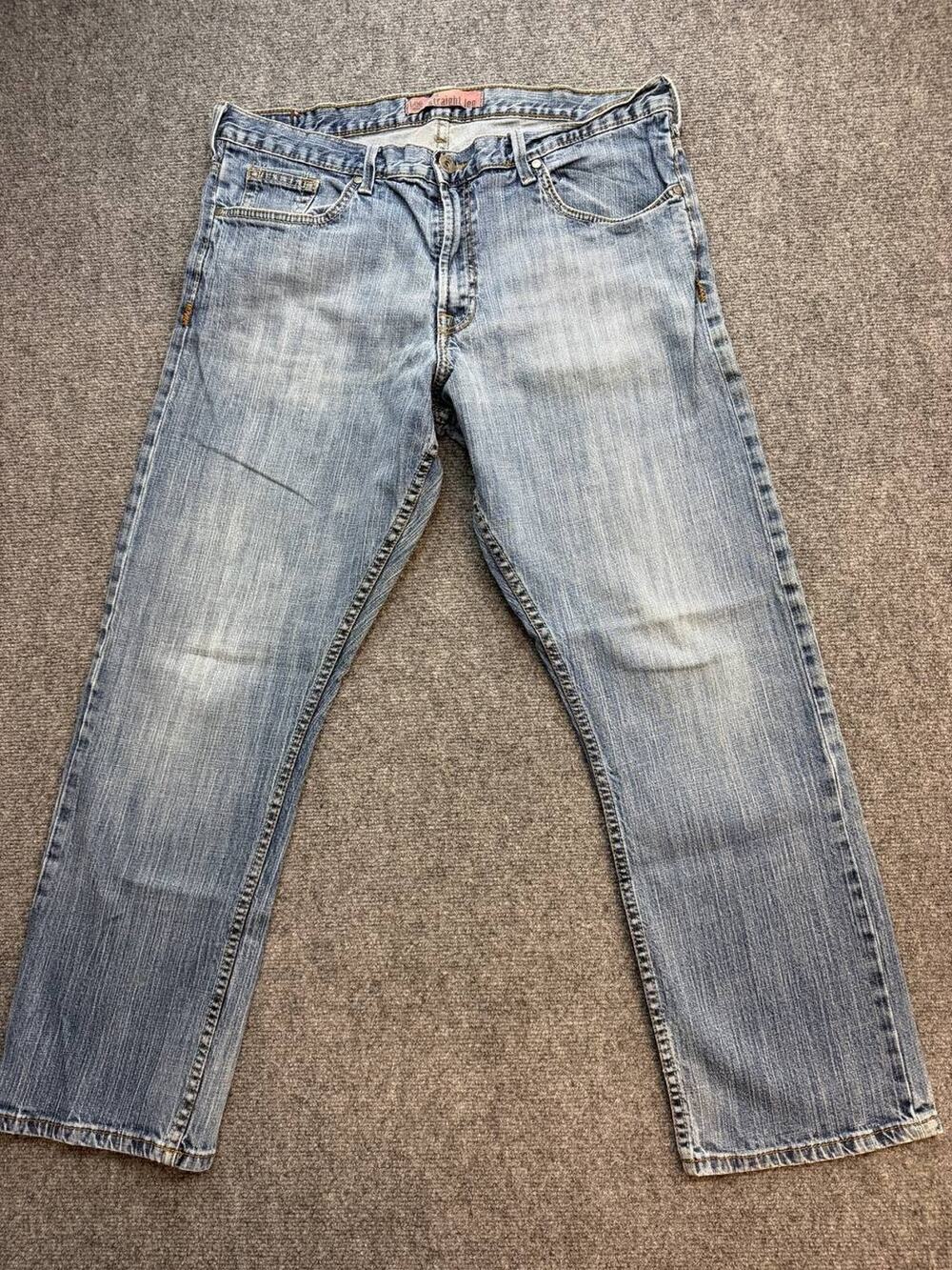 Y2K Lee Dungarees Mens W34 L29 Slim Straight Leg Jeans Light Wash Denim